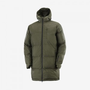 Vestes Salomon OUTLIFE PACKABLE LONG PUFFER JKT U Insulated Homme Vert Olive | NQZGU-4938