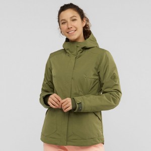 Vestes Salomon SNOW REBEL Ski Femme Vert Olive Vert | DMUEA-9824