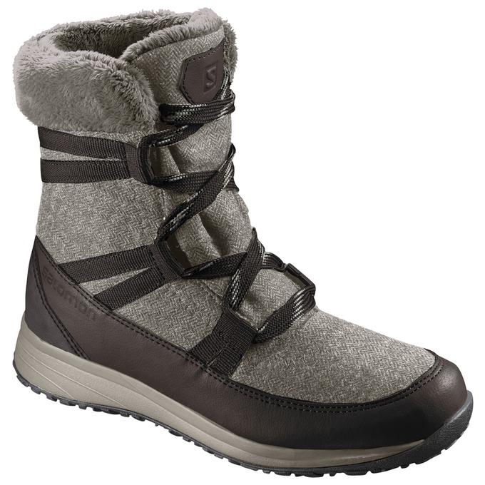 Botte Hiver Salomon HEIKA CS WP Femme Grise Chocolat | YBAWZ-4026