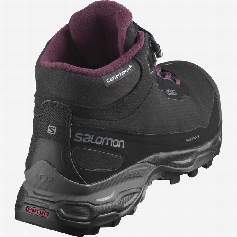 Botte Hiver Salomon SHELTER SPIKES CLIMASALOMON WATERPROOF Femme Noir | ASOMZ-9376