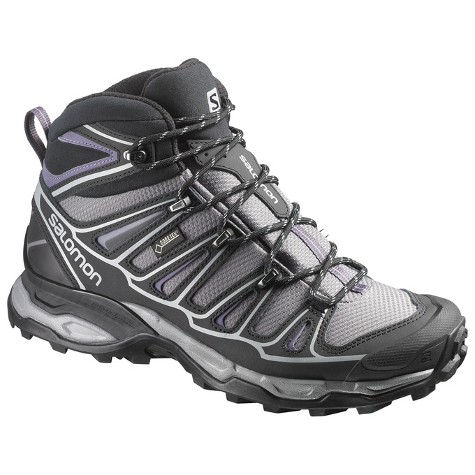 Botte Hiver Salomon X ULTRA MID 2 W SPIKES GTX Femme Argent Noir | HAKCJ-7932