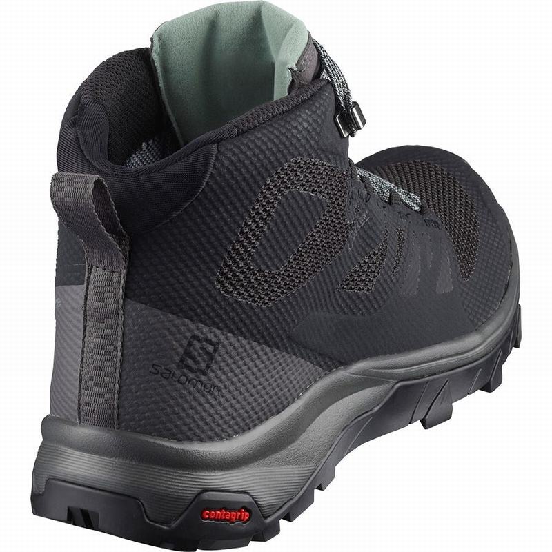 Botte Randonnée Salomon OUTLINE MID GORE-TEX Femme Noir Vert | DEYWP-6721