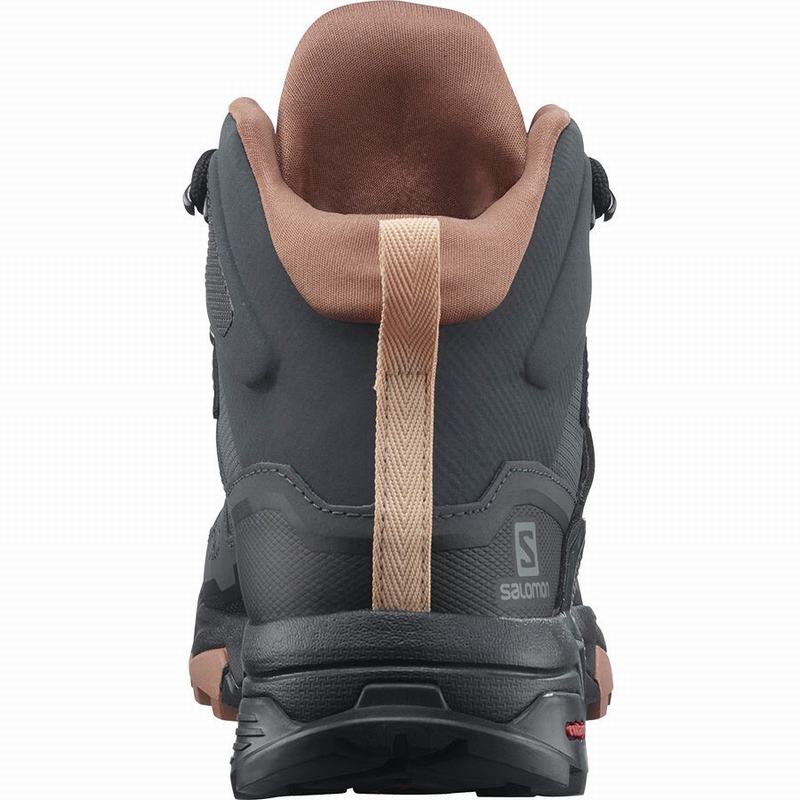 Botte Randonnée Salomon X ULTRA 4 MID GORE-TEX Femme Grise Foncé Blanche | UILJV-5604