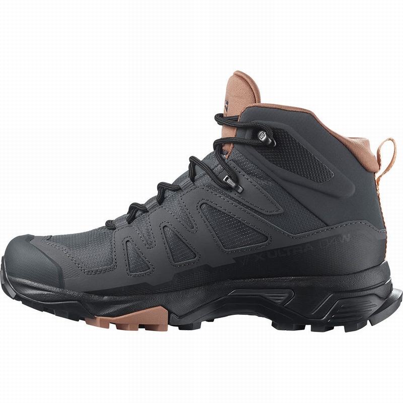 Botte Randonnée Salomon X ULTRA 4 MID GORE-TEX Femme Grise Foncé Blanche | UILJV-5604