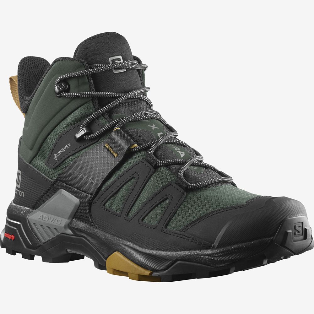 Botte Randonnée Salomon X ULTRA 4 MID GORE-TEX Homme Vert | EIYST-7189