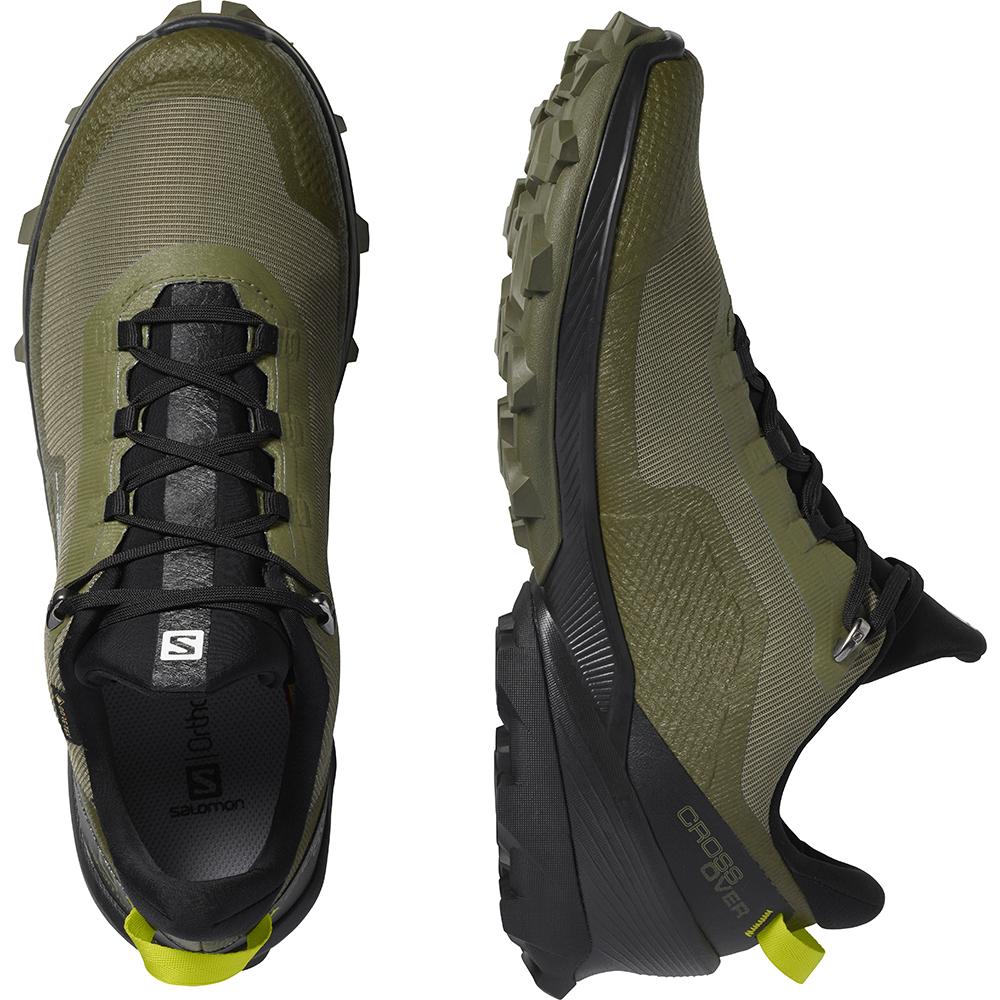 Chaussure Running Salomon CROSS OVER GORE-TEX Homme Vert Foncé | SXITP-1578