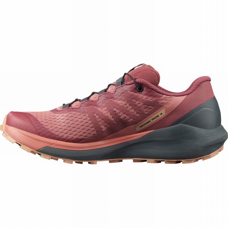 Chaussure Running Salomon SENSE RIDE 4 Femme Rouge Foncé | MGWLA-8329