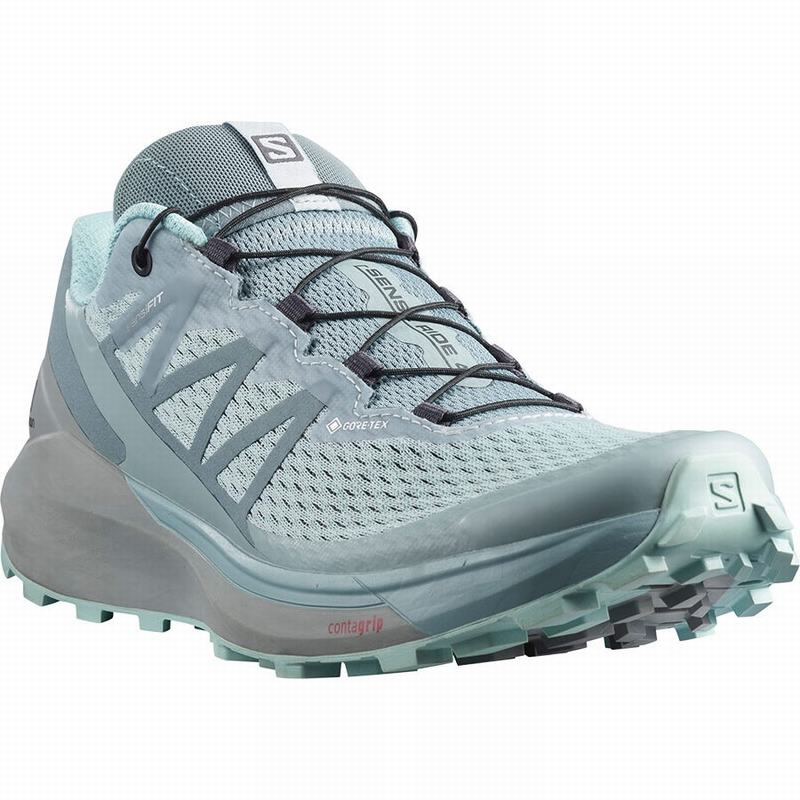 Chaussure Running Salomon SENSE RIDE 4 GORE-TEX INVISIBLE FIT Femme Vert Turquoise | FRSZL-9450