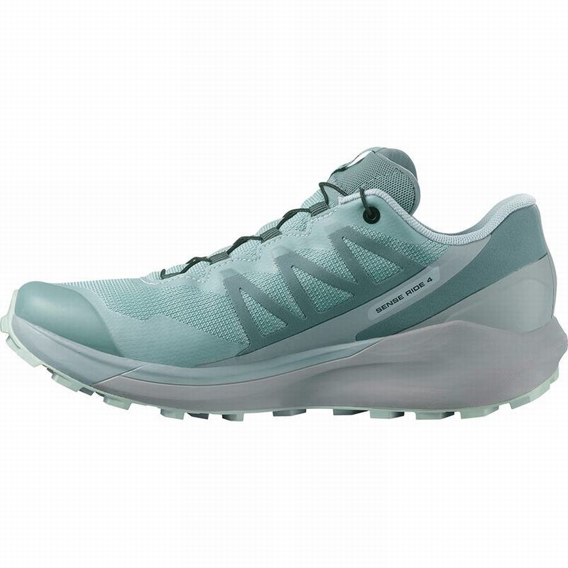 Chaussure Running Salomon SENSE RIDE 4 GORE-TEX INVISIBLE FIT Femme Vert Turquoise | FRSZL-9450