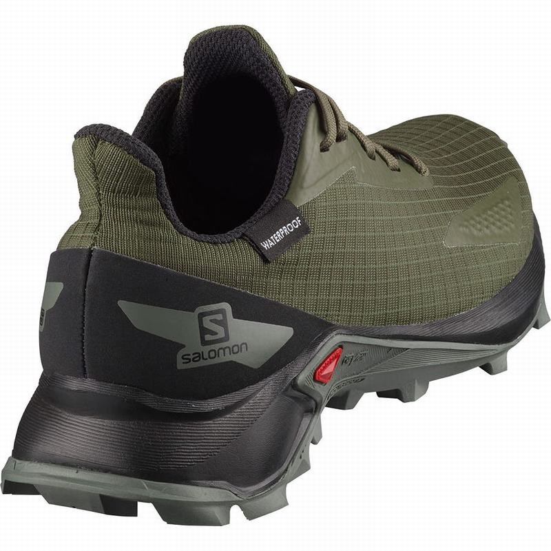 Chaussure Trail Running Salomon ALPHACROSS BLAST CLIMASALOMON WATERPROOF Enfant Vert Olive Noir | XUTHR-9012