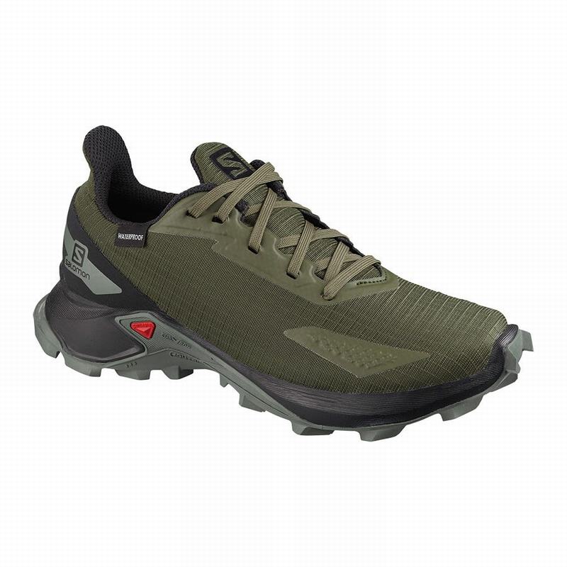 Chaussure Trail Running Salomon ALPHACROSS BLAST CLIMASALOMON WATERPROOF Enfant Vert Olive Noir | XUTHR-9012