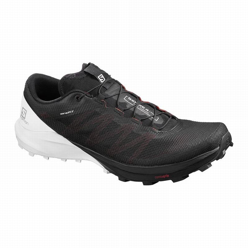 Chaussure Trail Running Salomon SENSE PRO 4 Homme Noir Blanche | TSYVD-8943