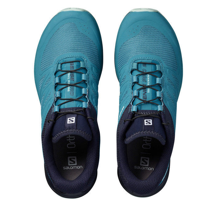 Chaussure Trail Running Salomon SENSE PRO 2 W Femme Turquoise Bleu Marine | NYQGI-7352