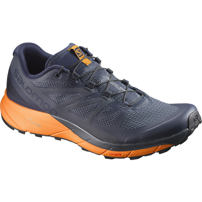 Chaussure Trail Running Salomon SENSE RIDE Homme Bleu Marine Orange | FAIZY-8165