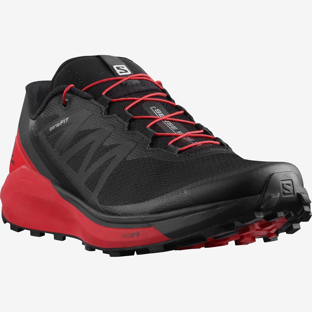 Chaussure Trail Running Salomon SENSE RIDE 4 Homme Noir Rouge | CEAKU-1247