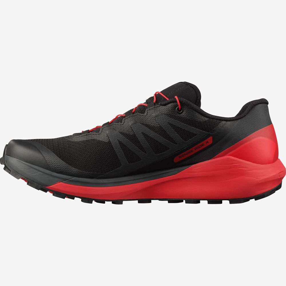 Chaussure Trail Running Salomon SENSE RIDE 4 Homme Noir Rouge | CEAKU-1247