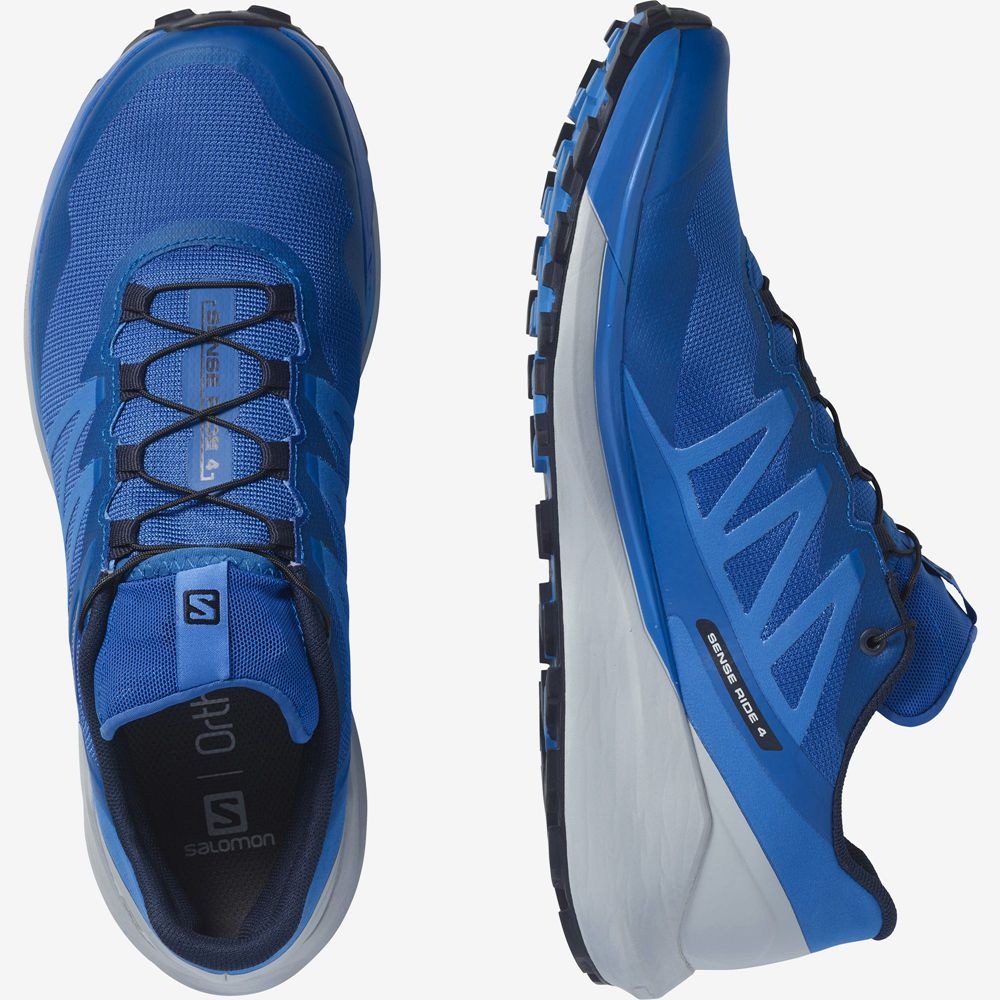 Chaussure Trail Running Salomon SENSE RIDE 4 Homme Bleu | PHIVU-7956