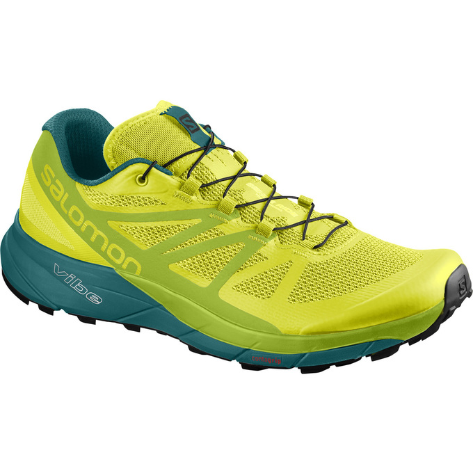 Chaussure Trail Running Salomon SENSE RIDE Homme Jaune Vert | YPOEQ-0862