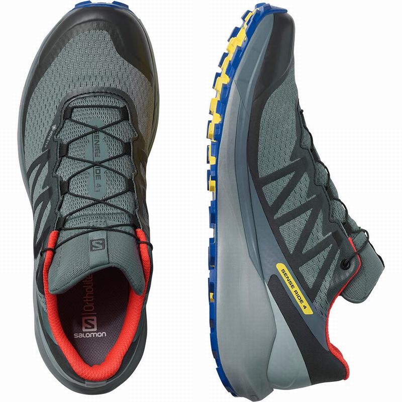 Chaussure Trail Running Salomon SENSE RIDE 4 GORE-TEX INVISIBLE FIT Homme Bleu Foncé Noir | FMDHR-1903