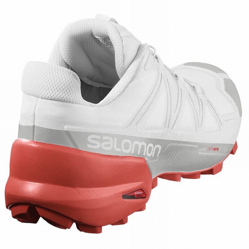 Chaussure Trail Running Salomon SPEEDCROSS 5 Homme Blanche Rouge | CDTGJ-6378