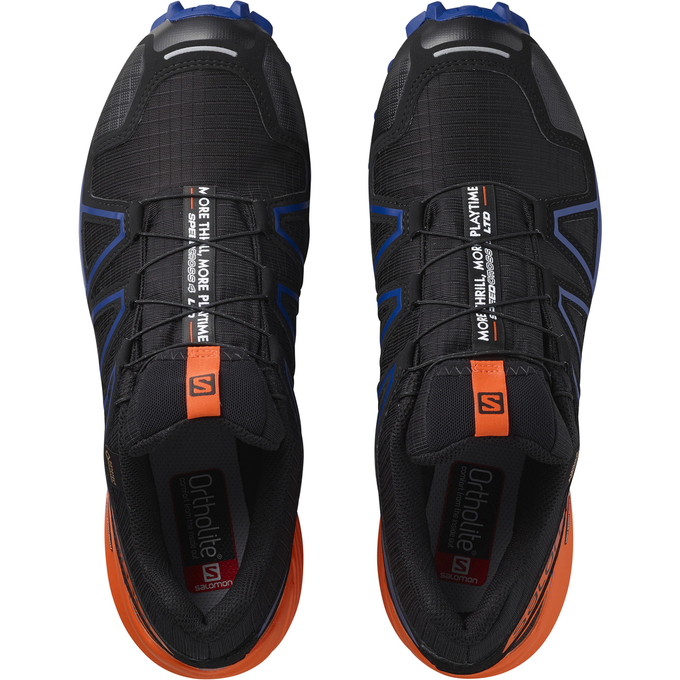 Chaussure Trail Running Salomon SPEEDCROSS 4 GTX LTD Homme Noir Bleu Marine Orange | AXFOV-1542