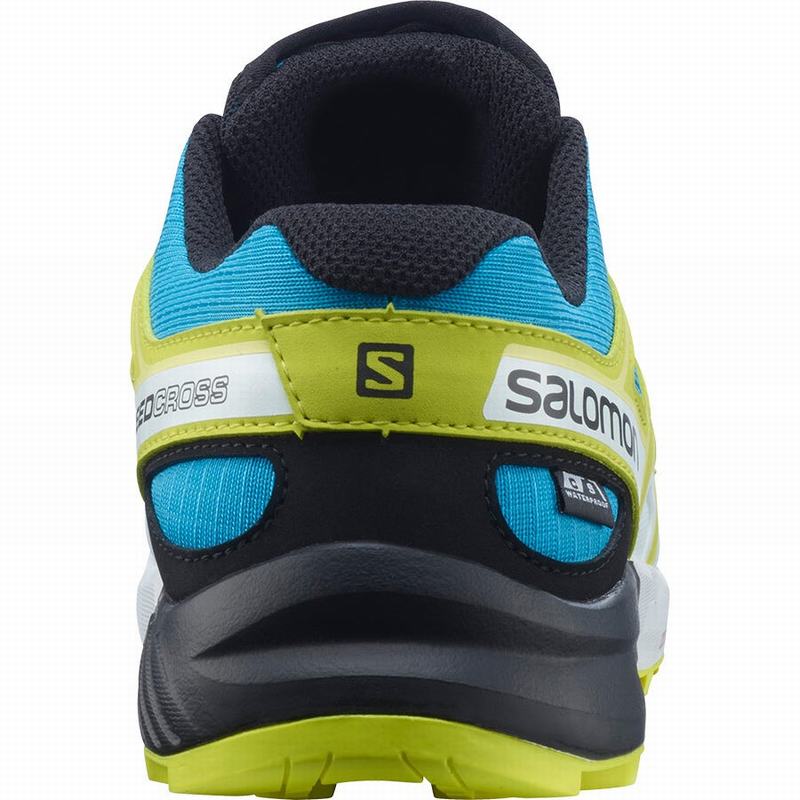 Chaussure Trail Running Salomon SPEEDCROSS CLIMASALOMON WATERPROOF Enfant Bleu Vert | BJMAW-7394