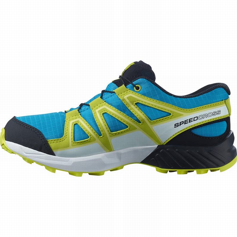 Chaussure Trail Running Salomon SPEEDCROSS CLIMASALOMON WATERPROOF Enfant Bleu Vert | BJMAW-7394