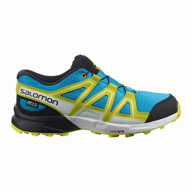 Chaussure Trail Running Salomon SPEEDCROSS CLIMASALOMON WATERPROOF Enfant Bleu Vert | BJMAW-7394