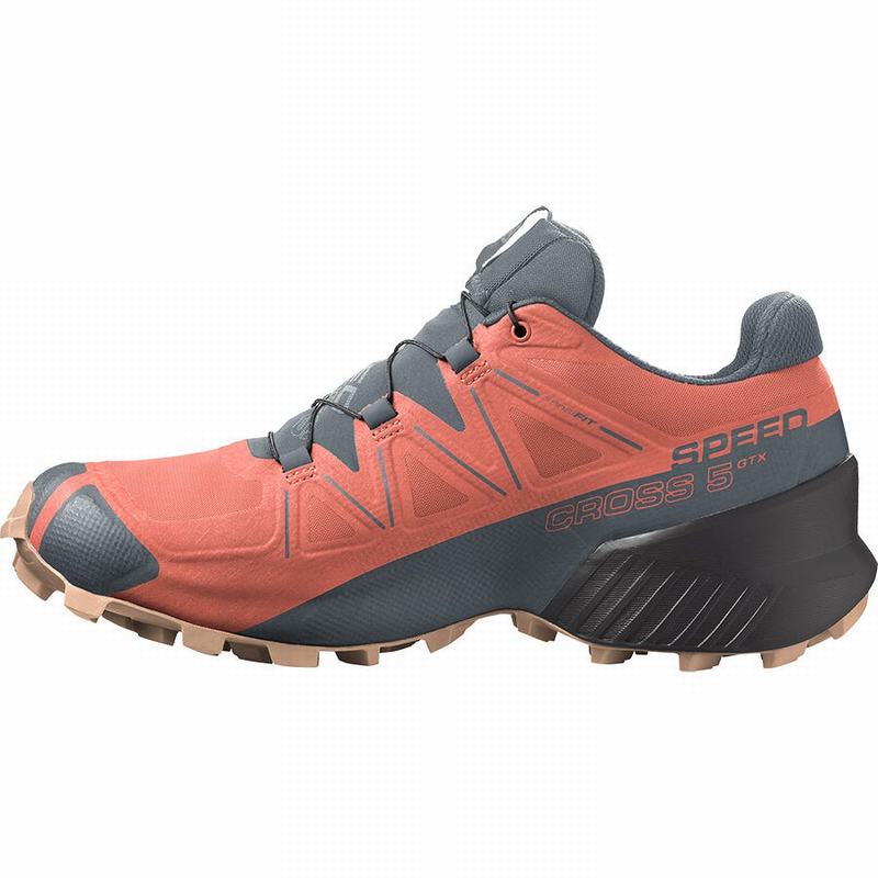 Chaussure Trail Running Salomon SPEEDCROSS 5 GORE-TEX Femme Orange Grise | SHLCP-0526