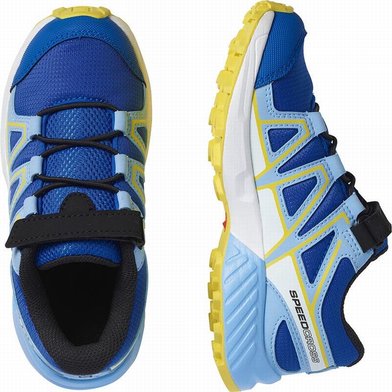 Chaussure Trail Running Salomon SPEEDCROSS Enfant Bleu Citron | SYMNA-7302