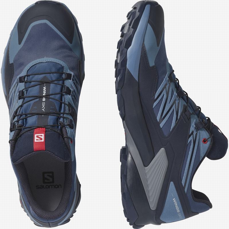 Chaussure Trail Running Salomon WINGS SKY GORE-TEX Homme Bleu Marine Rouge | GUKMB-4368