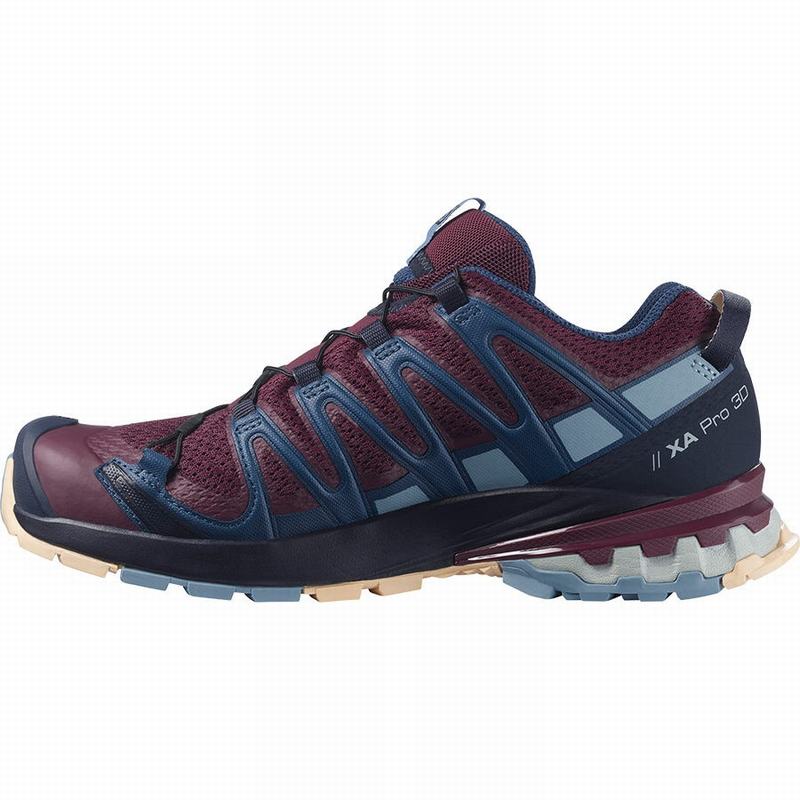 Chaussure Trail Running Salomon XA PRO 3D V8 Femme Bordeaux Bleu | CQZGI-7634