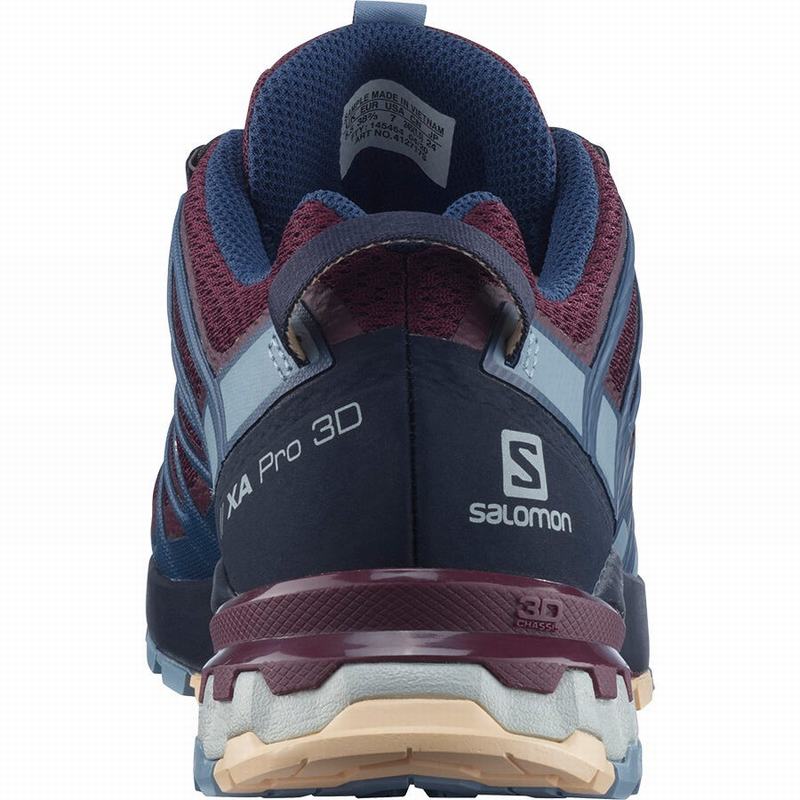 Chaussure Trail Running Salomon XA PRO 3D V8 Femme Bordeaux Bleu | CQZGI-7634