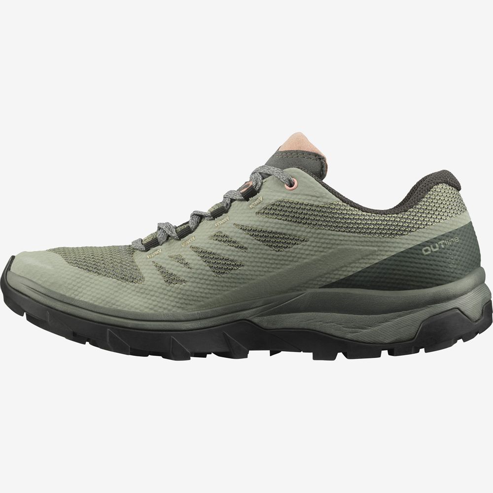 Chaussure de Randonnée Salomon OUTLINE GORE-TEX Femme Vert Olive | WMQYP-0832