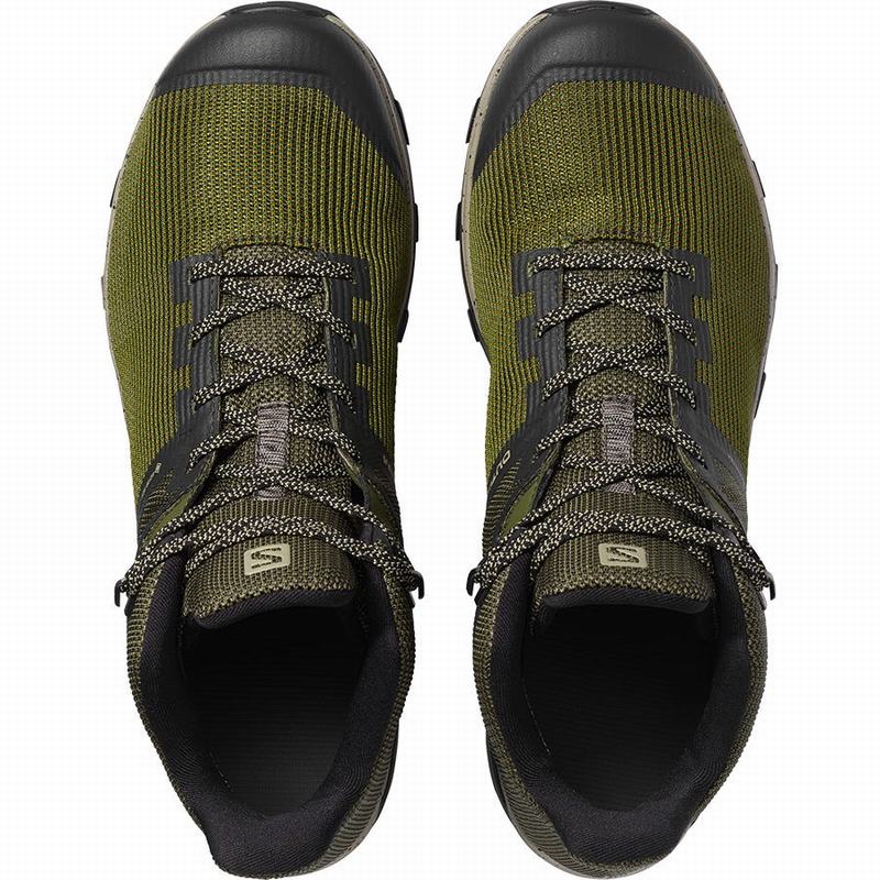 Chaussure de Randonnée Salomon OUTLINE PRISM MID GORE-TEX Homme Vert Olive Noir | RXIZH-4312