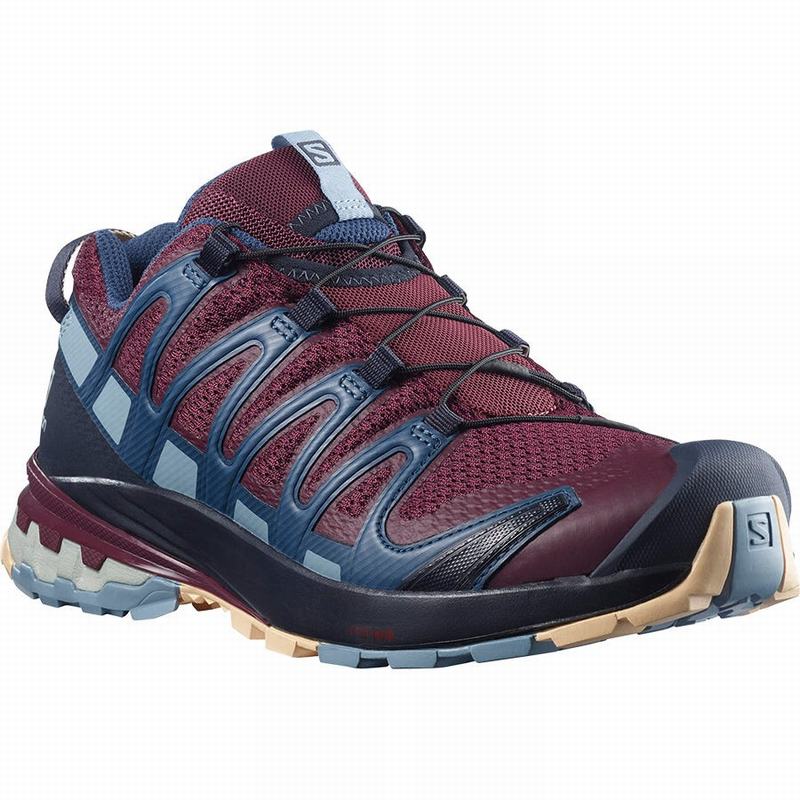 Chaussure de Randonnée Salomon XA PRO 3D V8 Femme Bordeaux Bleu | NQOZH-9702