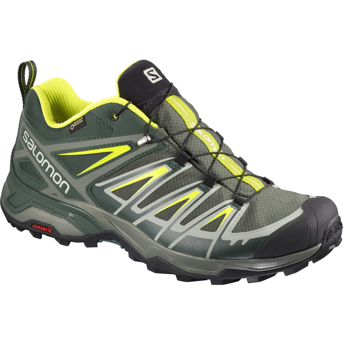 Chaussure de Randonnée Salomon X ULTRA 3 GTX Homme Vert Olive Noir | JIADO-4698