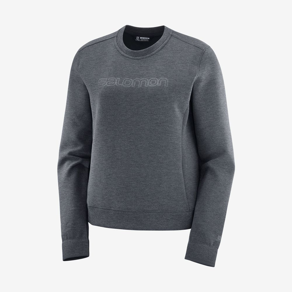 Couches Intermédiaires Salomon COMET CREW NECK PULL W Femme Grise Foncé | LJCAX-9025