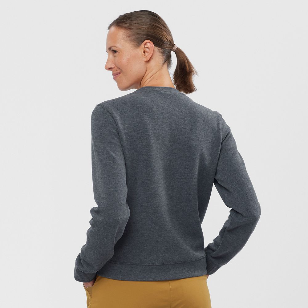 Couches Intermédiaires Salomon COMET CREW NECK PULL W Femme Grise Foncé | LJCAX-9025