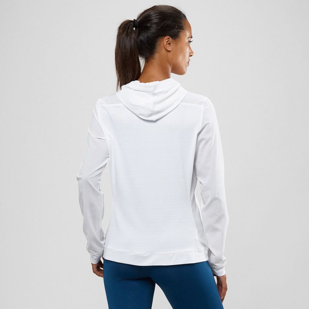 Couches Intermédiaires Salomon COMET FULL-ZIP HOODED Femme Blanche | WHFIS-0125