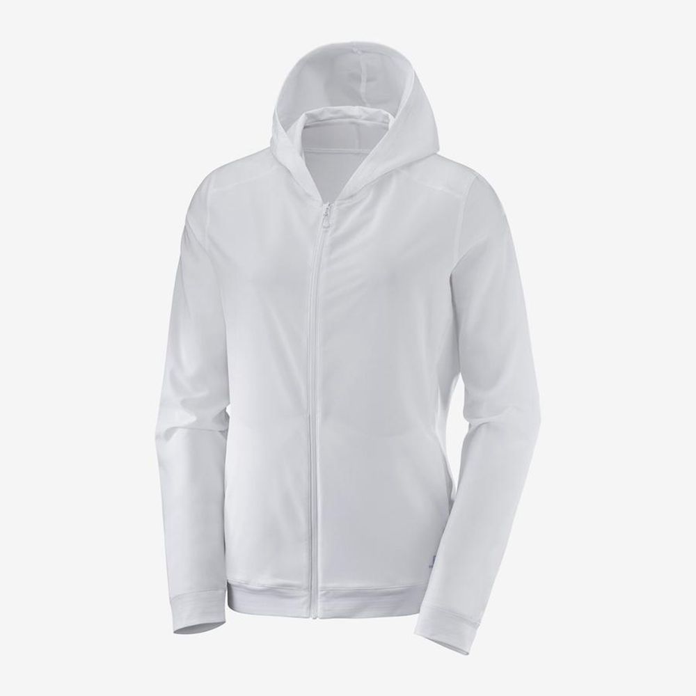 Couches Intermédiaires Salomon COMET FULL-ZIP HOODED Femme Blanche | WHFIS-0125