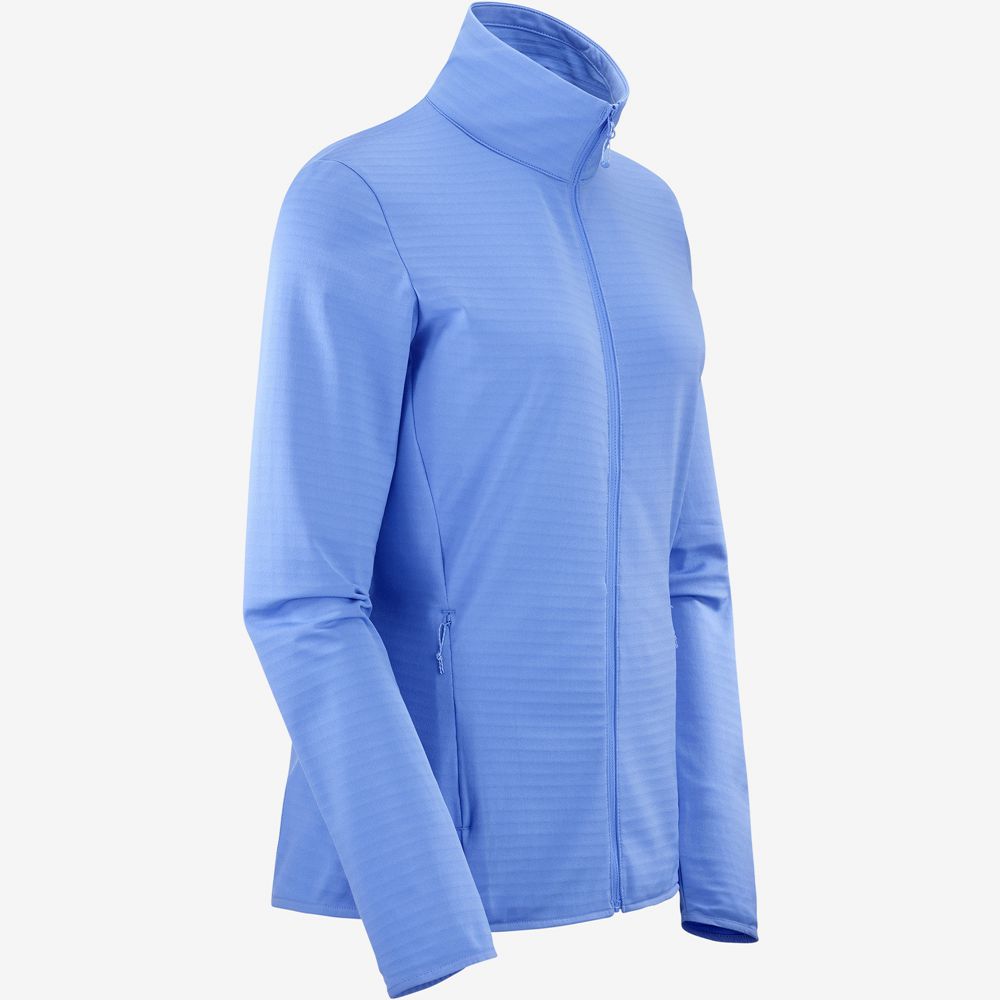 Couches Intermédiaires Salomon ESSENTIAL LIGHTWARM Full Zip Midlayer Jacket Femme Bleu | OIYAD-7031