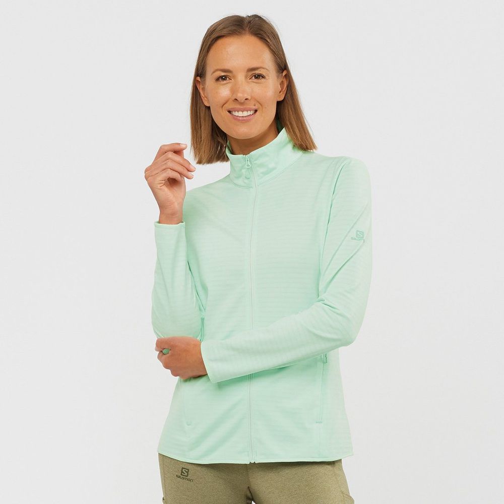 Couches Intermédiaires Salomon OUTRACK FULL ZIP Femme Bleu | FBIXS-6347