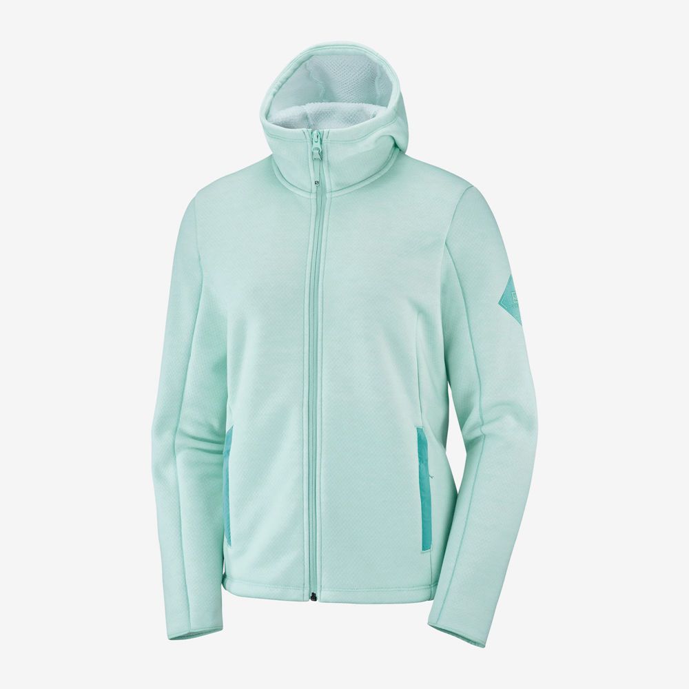 Couches Intermédiaires Salomon SNOWSHELTER FLEECE W Jacket Hoodie Femme Menthe | RQVZW-4518