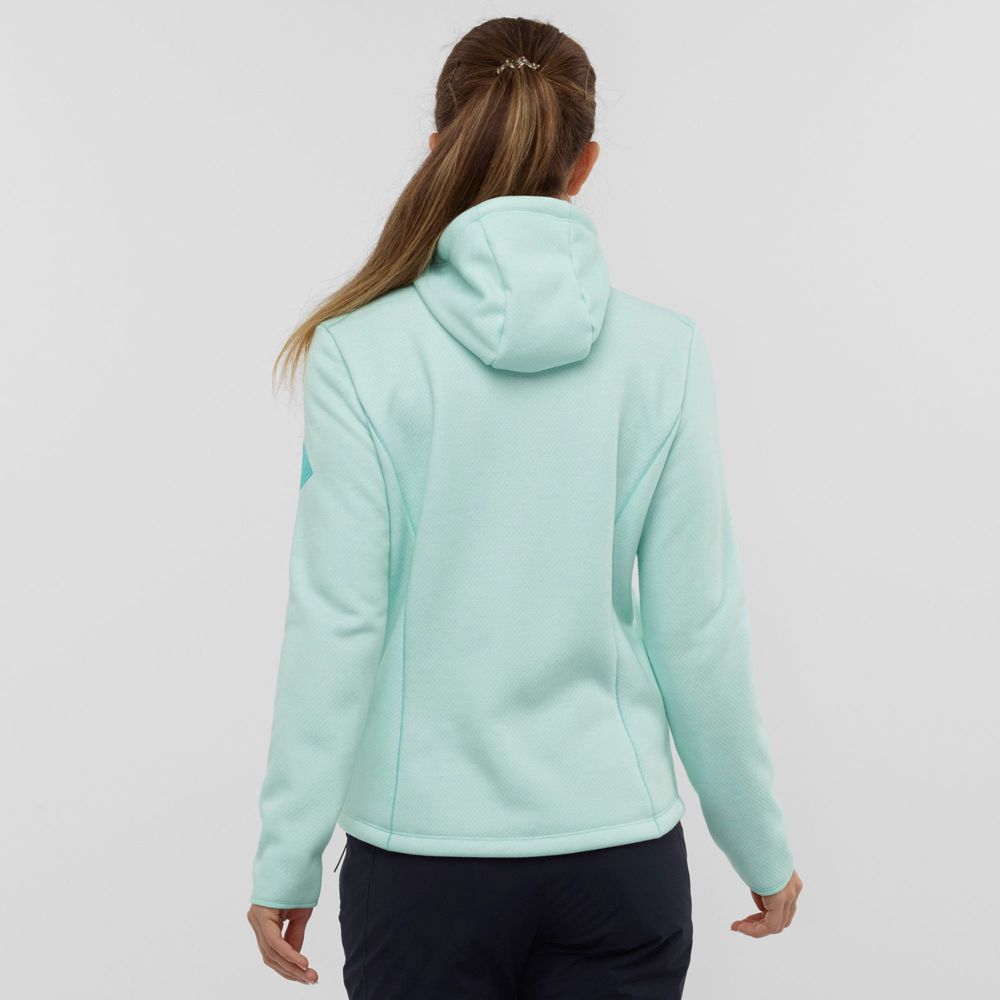 Couches Intermédiaires Salomon SNOWSHELTER FLEECE W Jacket Hoodie Femme Menthe | RQVZW-4518