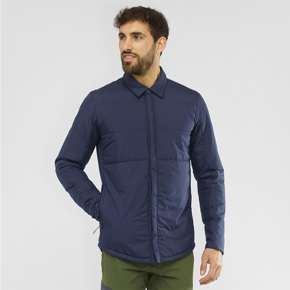 Couches Intermédiaires Salomon SNOWSHELTER INSULATED SHIRT M Homme Bleu Marine | AGMNC-9680