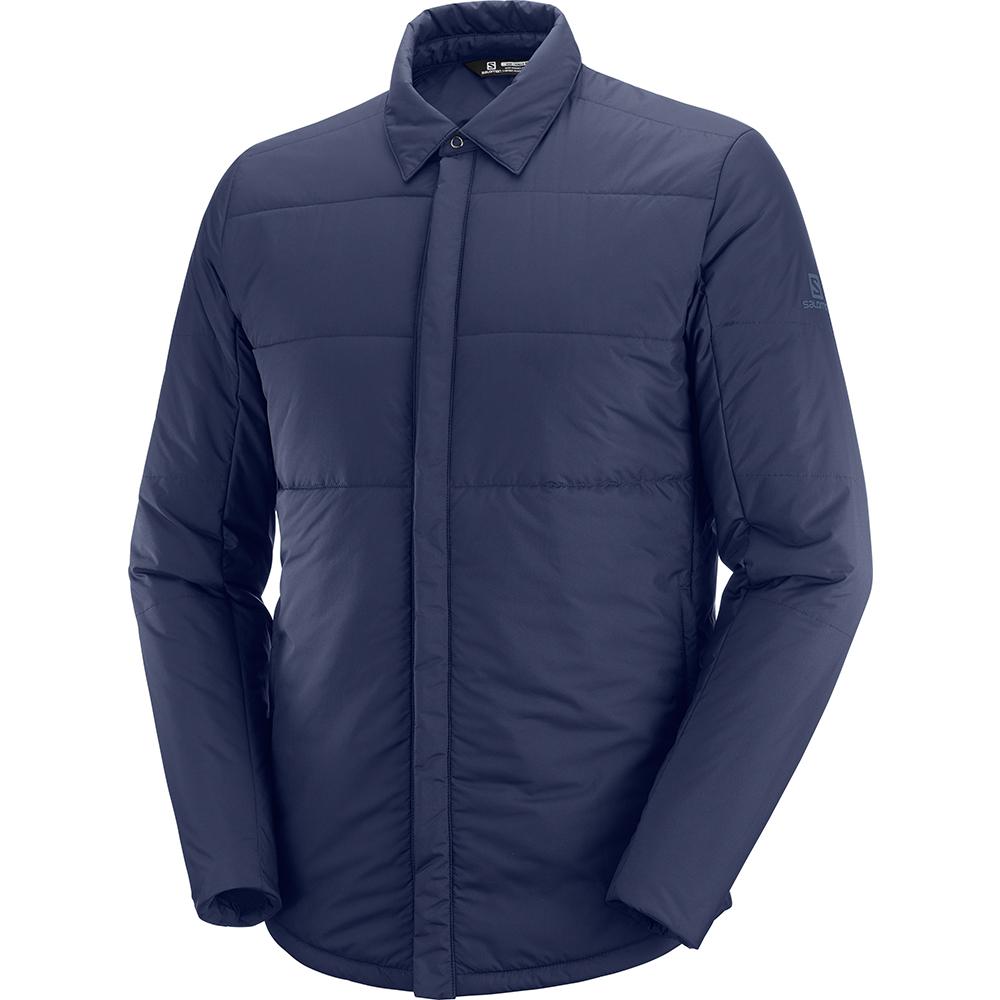 Couches Intermédiaires Salomon SNOWSHELTER INSULATED SHIRT M Homme Bleu Marine | AGMNC-9680