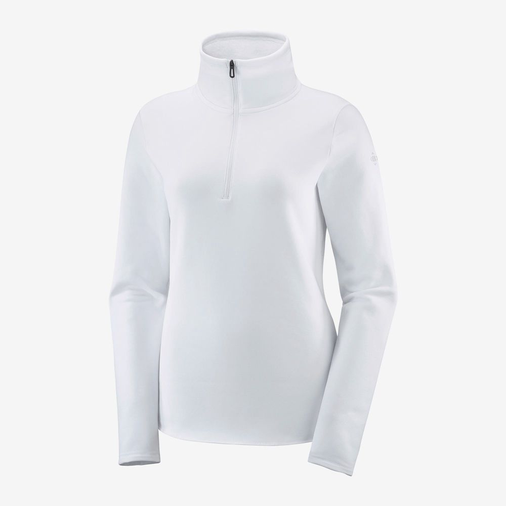 Couches Intermédiaires Salomon WARM AMBITION HALF ZIP W Half Zip Jacket Femme Blanche | ZTEUW-7491