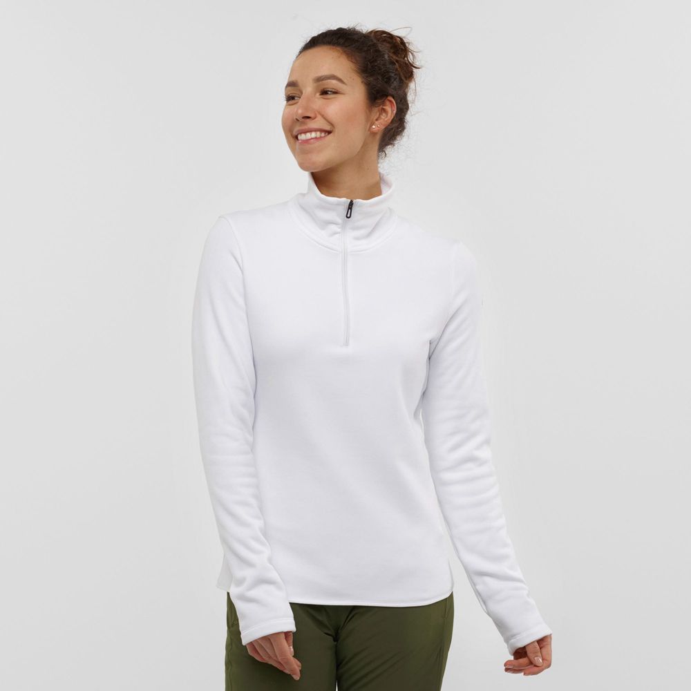 Couches Intermédiaires Salomon WARM AMBITION HALF ZIP W Half Zip Jacket Femme Blanche | ZTEUW-7491