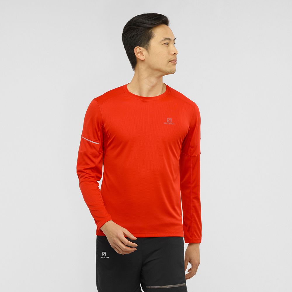 Hauts Salomon AGILE LS M Homme Orange | YVDXU-9013